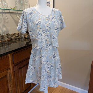Vintage Sleeveless Baby Sky Blue Dress with Matching Short Sleeve Bolero Jacket